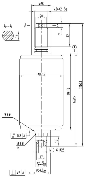 TD314B户外断路器用真空灭弧室结构图