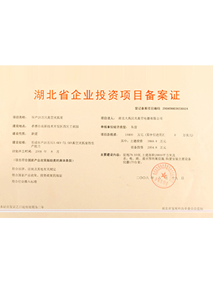 湖北省企业投资项目备案证